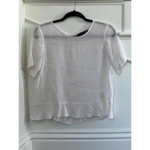 MYNE‎ ashley ann White Peplum Top Short Sleeve Blouse Womens Size XS/2
